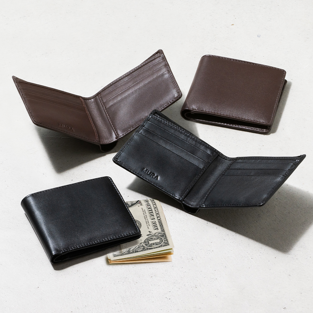 本革 ゴートレザー 小銭入れなし スリム 二つ折り財布 – MURA-ムラ