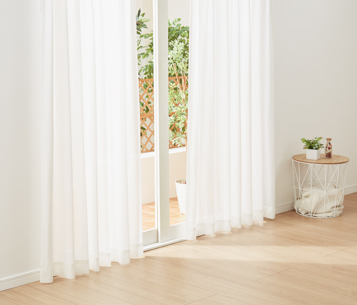 FLAME RETARDANT レースカーテン ストライプ 幅100cm 防炎 遮像機能 UV