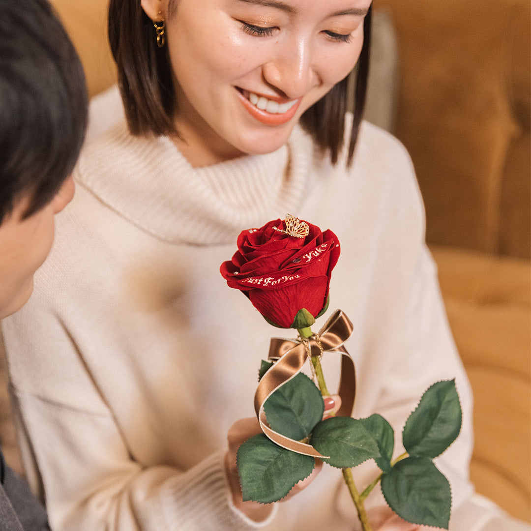 誕生日・プロポーズは1本の赤バラと花瓶セット MERIA ROOM PROPOSE