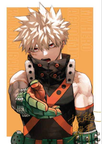 Horikoshi Signed Katsuki Bakugo Poster B2 Size – MengoMengo