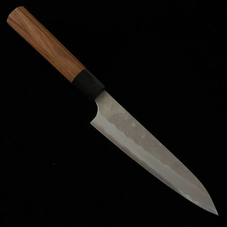 二唐刃物鍛造所 NIGARA 青紙スーパー ペティナイフ みがき槌目 チーク