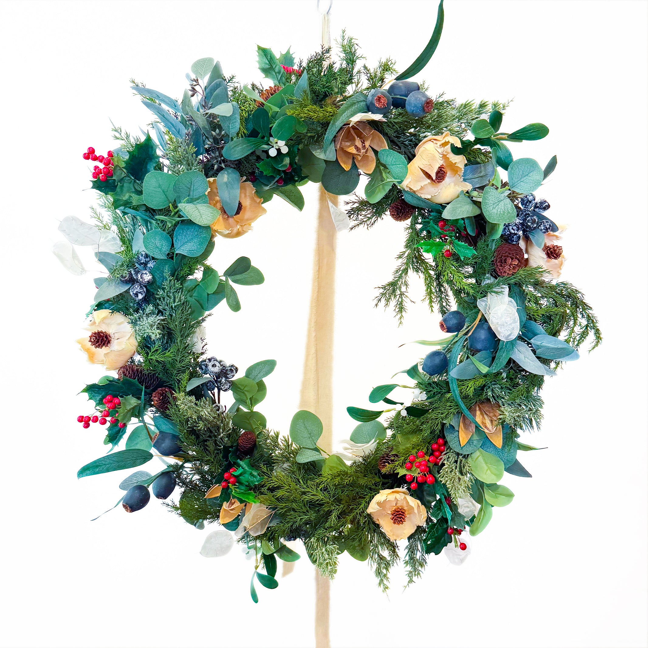 クリスマスリース【グリーンリーフ・リボン】 – miyako decoration