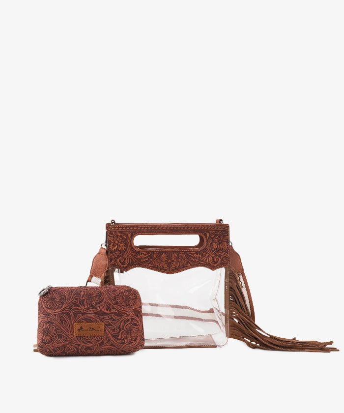 Montana West Top Handle Clear Fringe Crossbody Set – Montana West