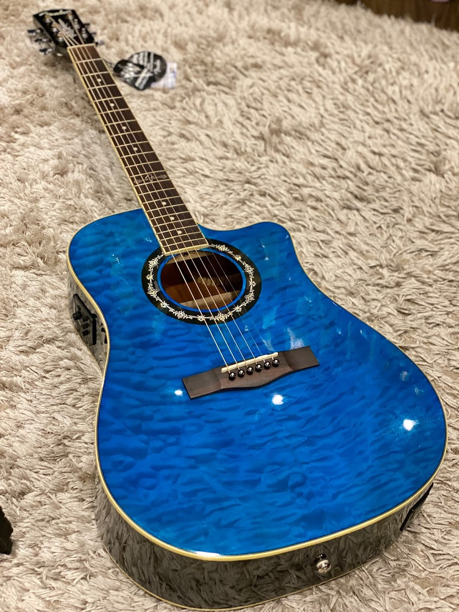 Fender T-Bucket 300CE V2 Acoustic Electric in Trans Blue Quilt
