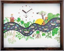 絵本で大活躍の「村上康成」の世界観壁掛けからくり時計「キャンプの朝