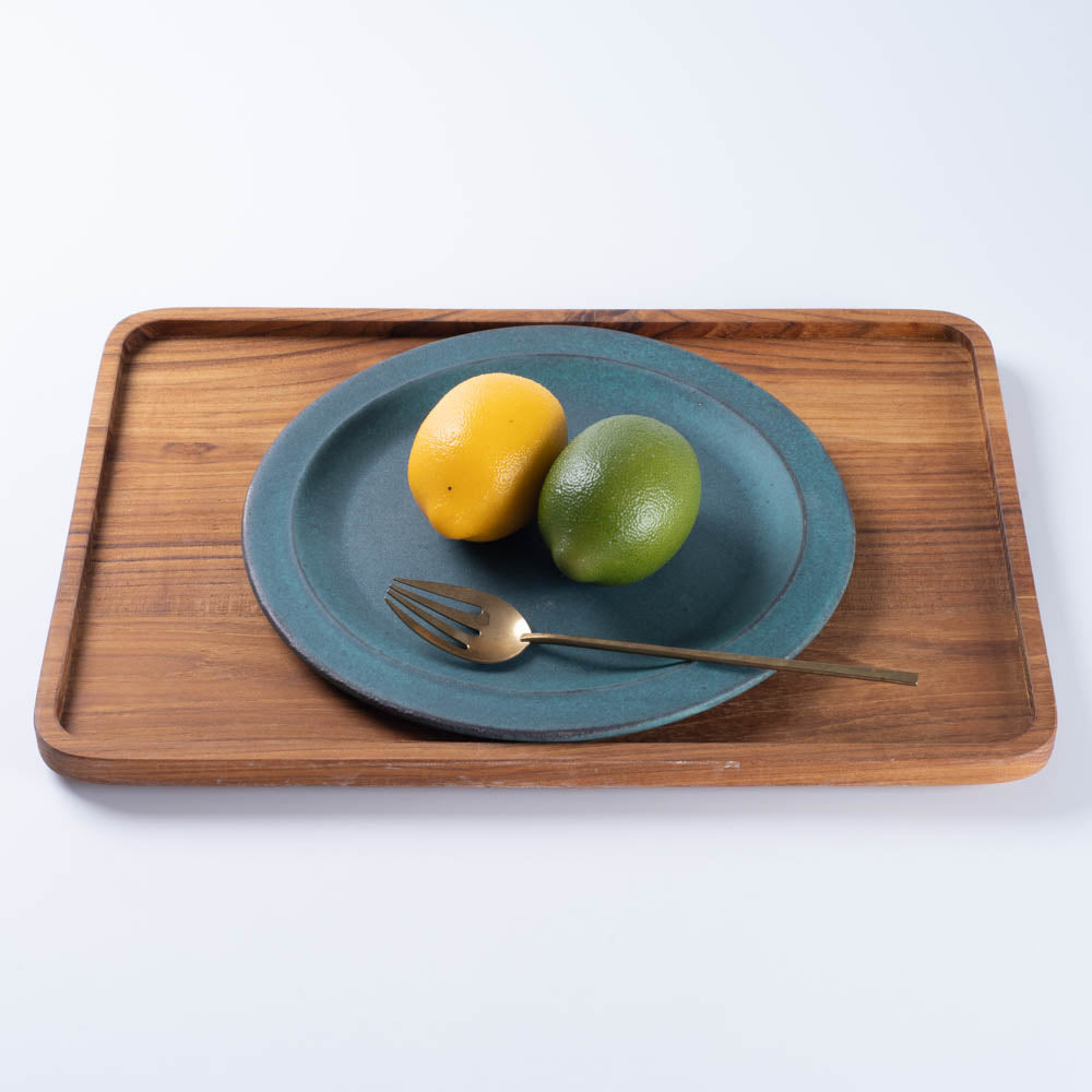 作家 大原拓也 カラーマットリムプレート (M) vert ¥3,850 大人の焼き物