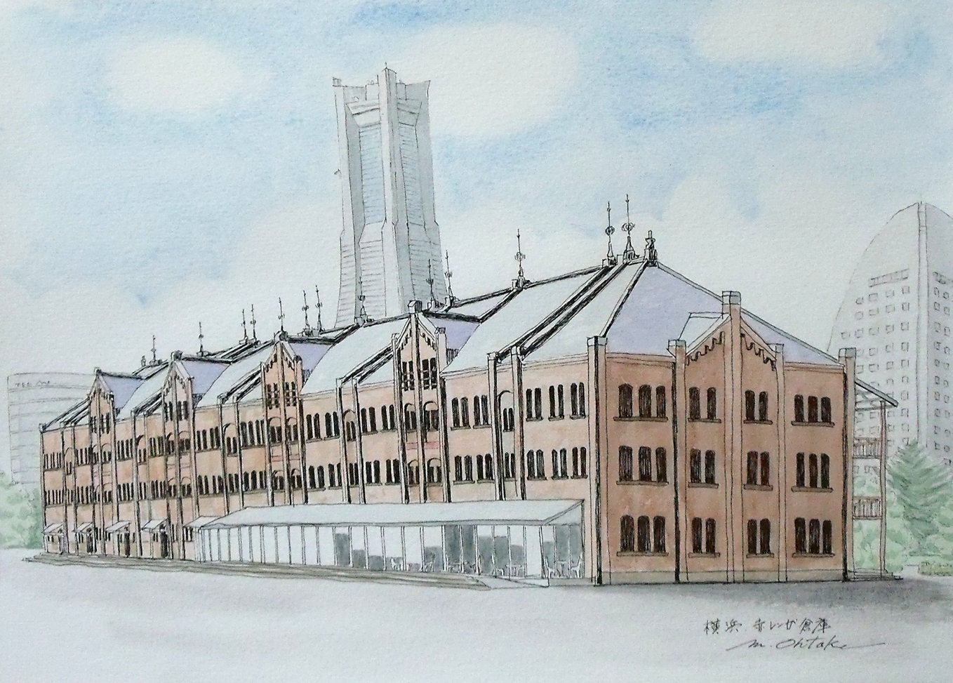横浜赤レンガ倉庫: 大竹正則の水彩画