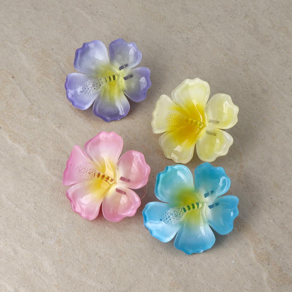 ヘアクリップ ハイビスカス フラワー 花 カラー 60mm サイドクリップ