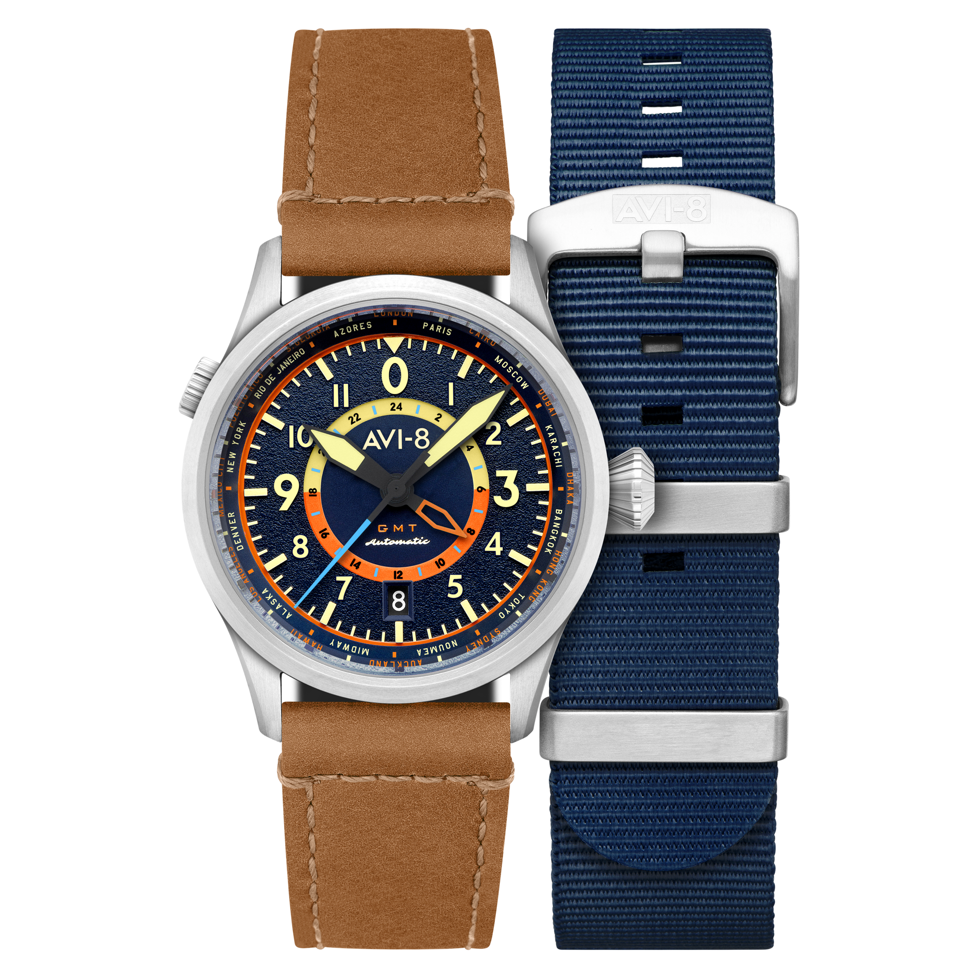 Atlantic Blue | Flyboy Wingman Worldtimer GMT Automatic – AVI-8