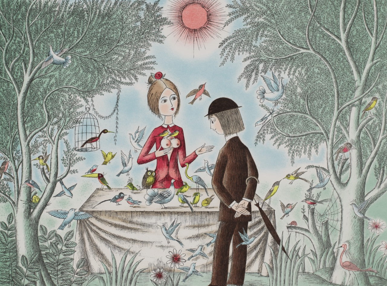 レイモン・ペイネ【小鳥の市場】オリジナルリトラフ版画 作家自筆