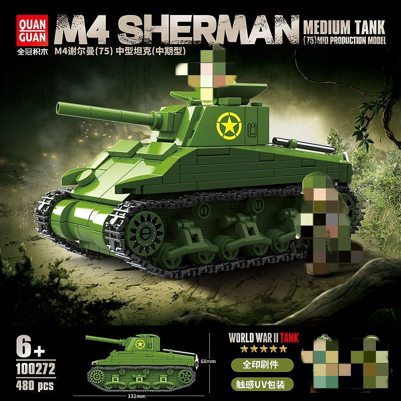QUANGUAN 100272 M4 SHERMAN MEDIUM TANK-Afobrick