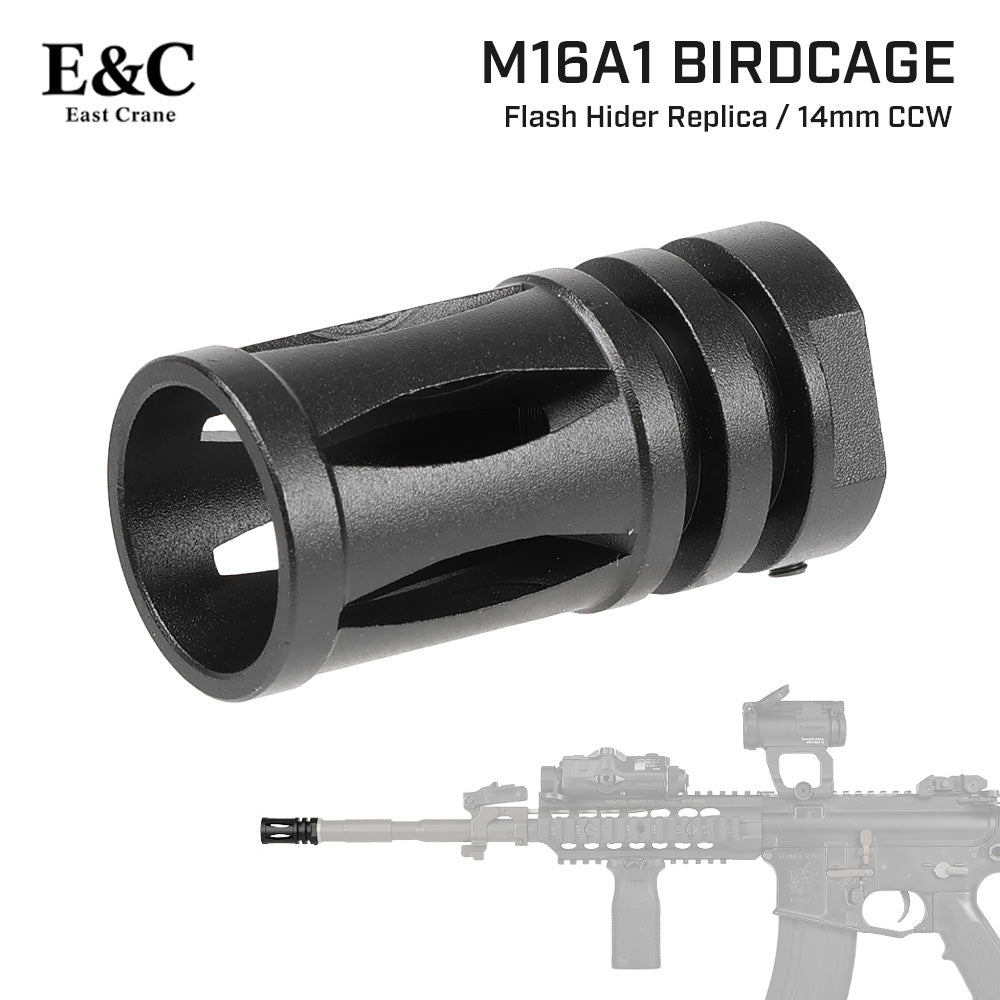 E&C 製 】 14mm 逆ネジ 対応 M16A1 バードケージ フラッシュハイダー