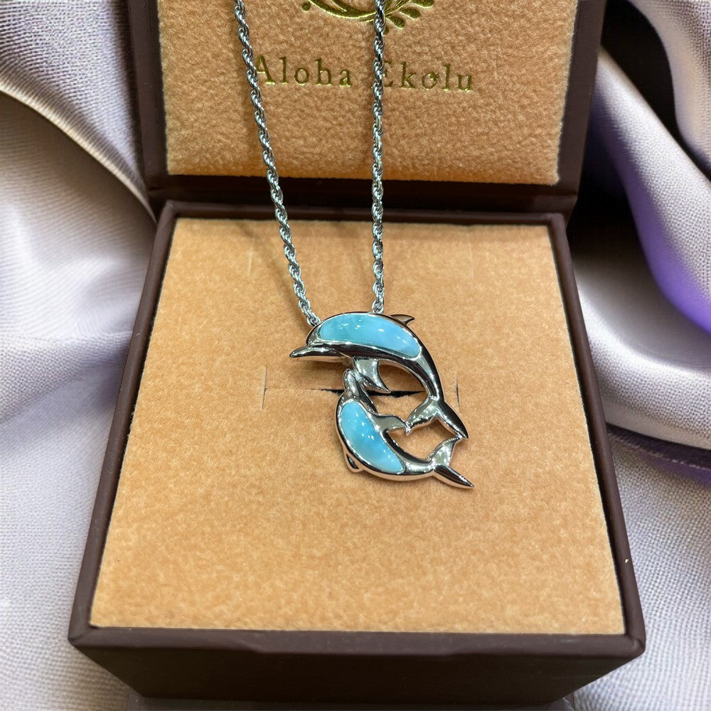 ラリマーツインイルカペンダント 【2-7168】