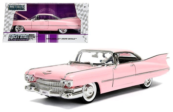JADA 1959 Cadillac Coupe De Ville Pink 1/24 Scale Diecast Car