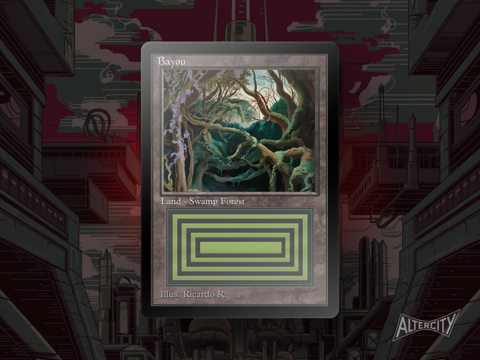 Bayou (v3) - Dual Land Old School Retro Frame Alter - MTG Custom