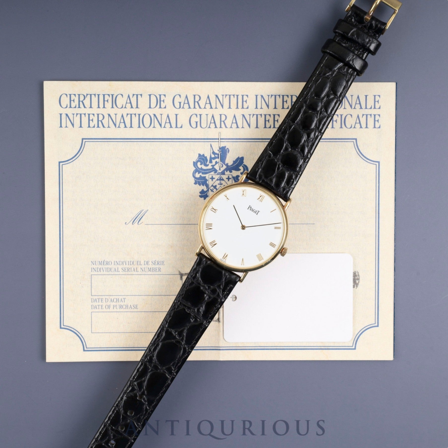 ピアジェ ラウンド 9035N 手巻き Cal.9P2 750YG 革 純正尾錠（750YG