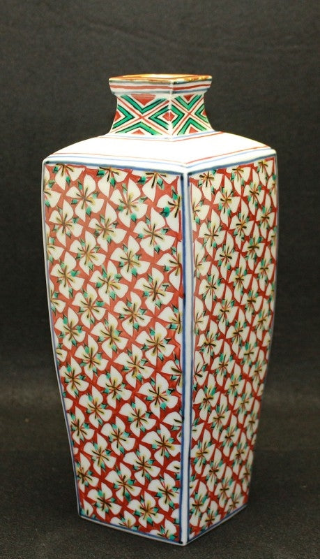 23545 人間国宝 富本憲吉 (色繪角瓶(昭和29年)) TOMIMOTO Kenkichi