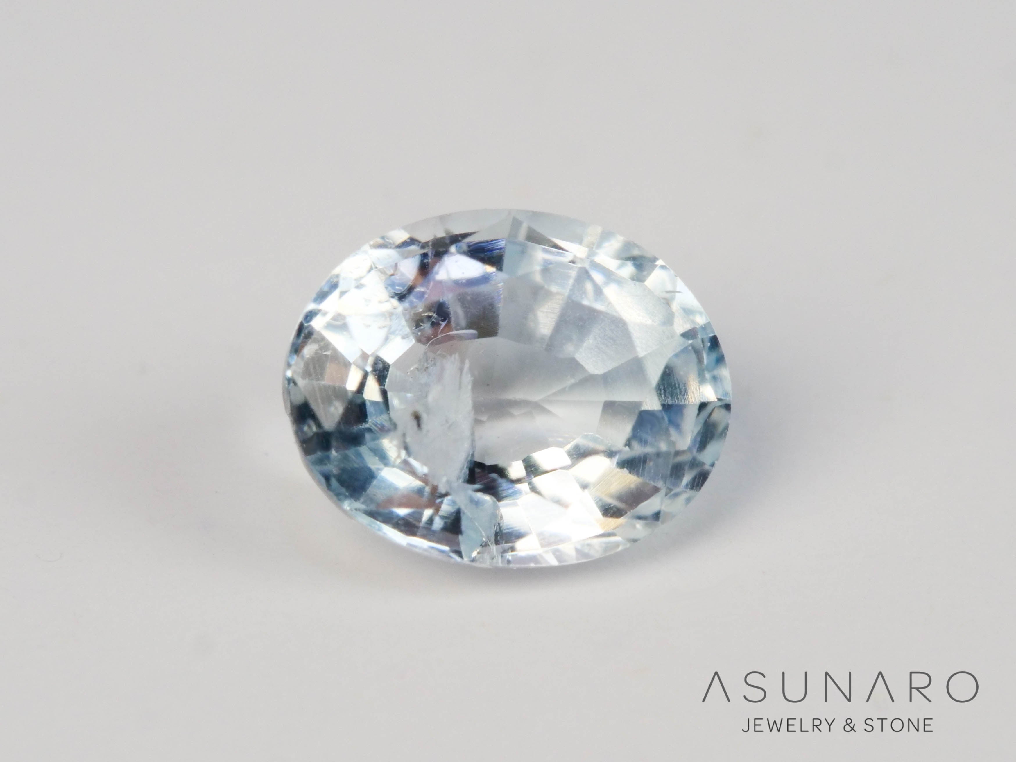 非加熱ライトブルーサファイア オーバルカット スリランカ産 0.41ct