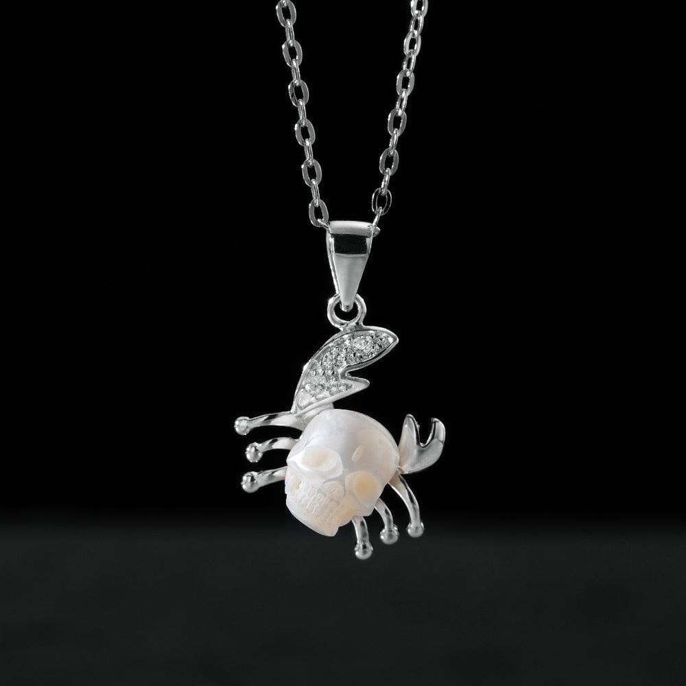 12 Zodiac Sign Cancer Pearl Skull Necklace-Belle Juri