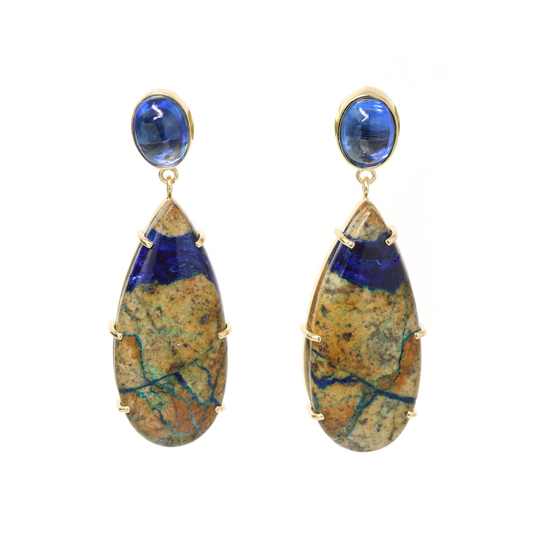 在庫限り・即日発送】アズロマラカイト×カイヤナイト K18ピアス・ザフォラ