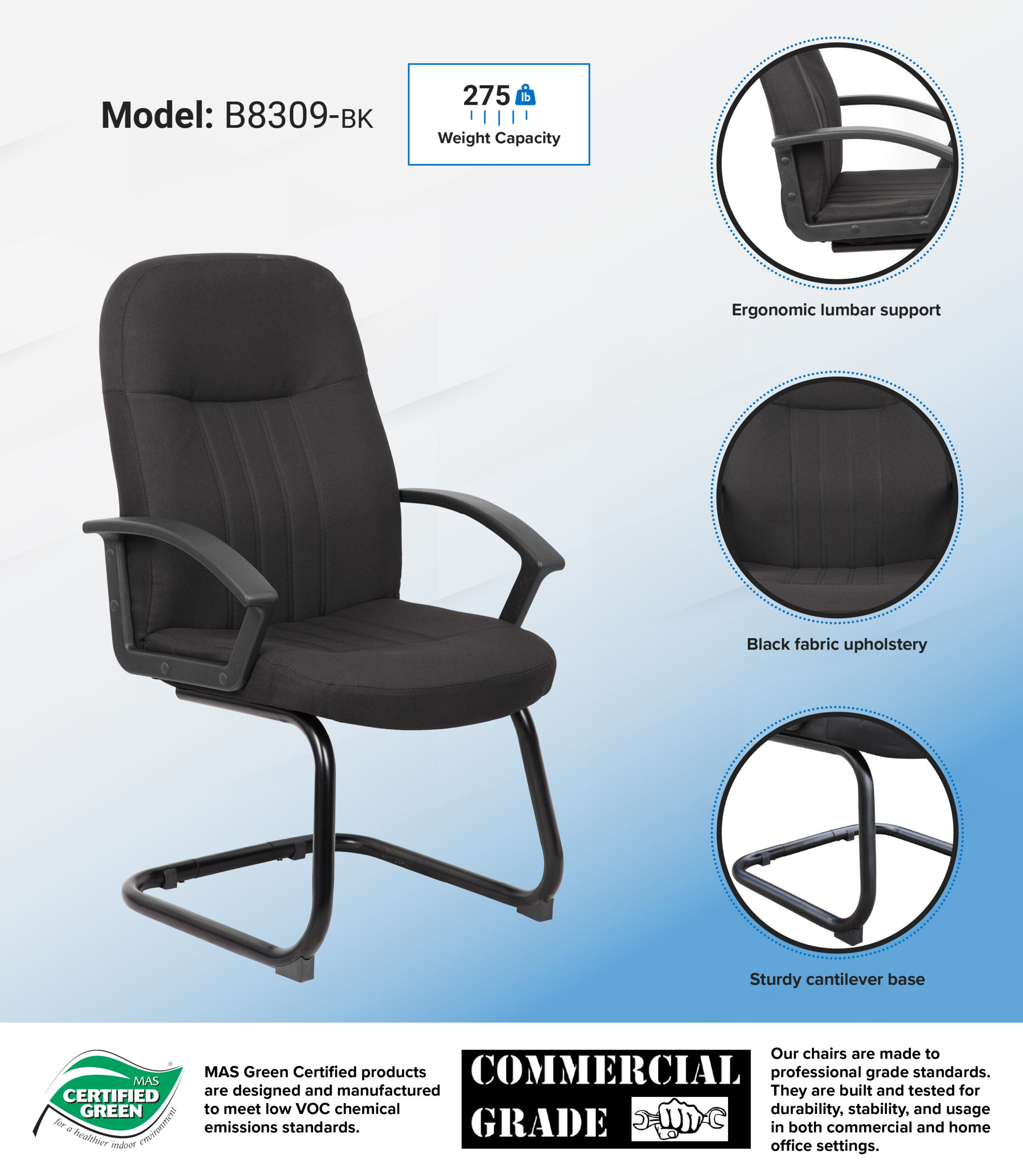 Boss Mid Back Fabric Guest Chair In Black – BossChair