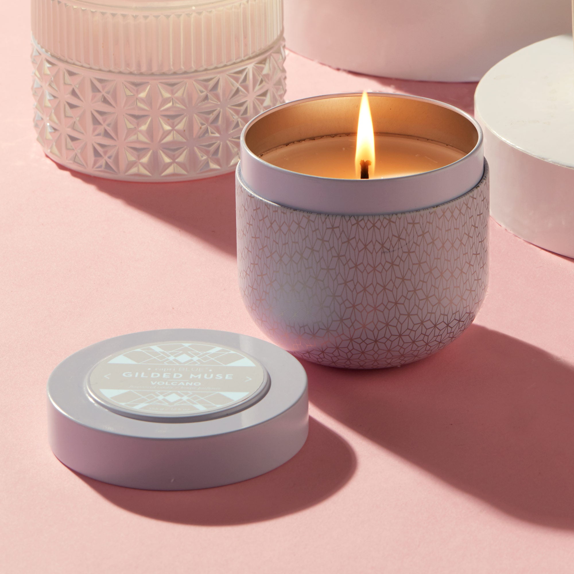 Volcano White Opal Gilded Tin Candle Candle 12.5 oz | Capri Blue