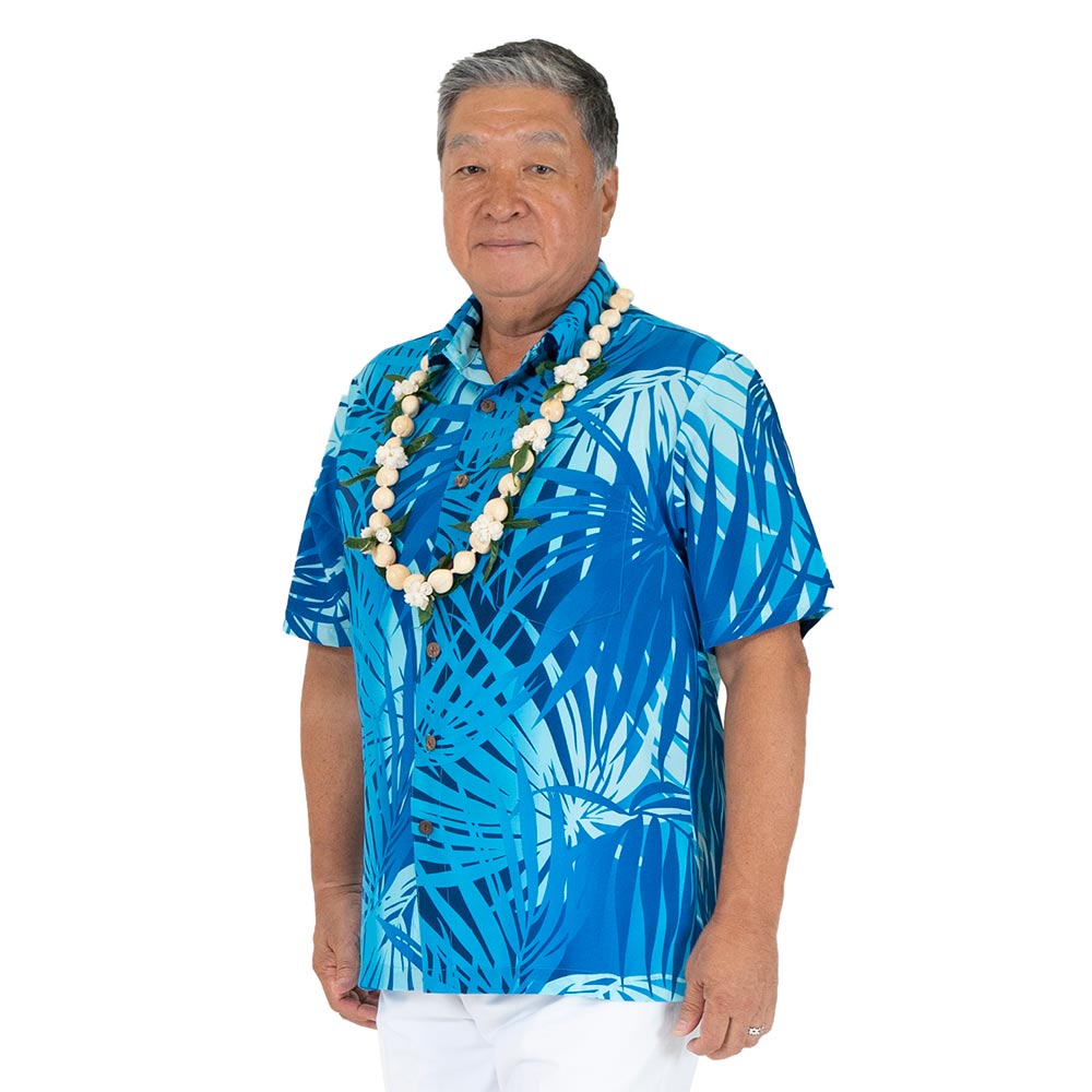 リーフ ブルー アロハシャツ / ブルー｜ハワイ・リゾート結婚式の参列
