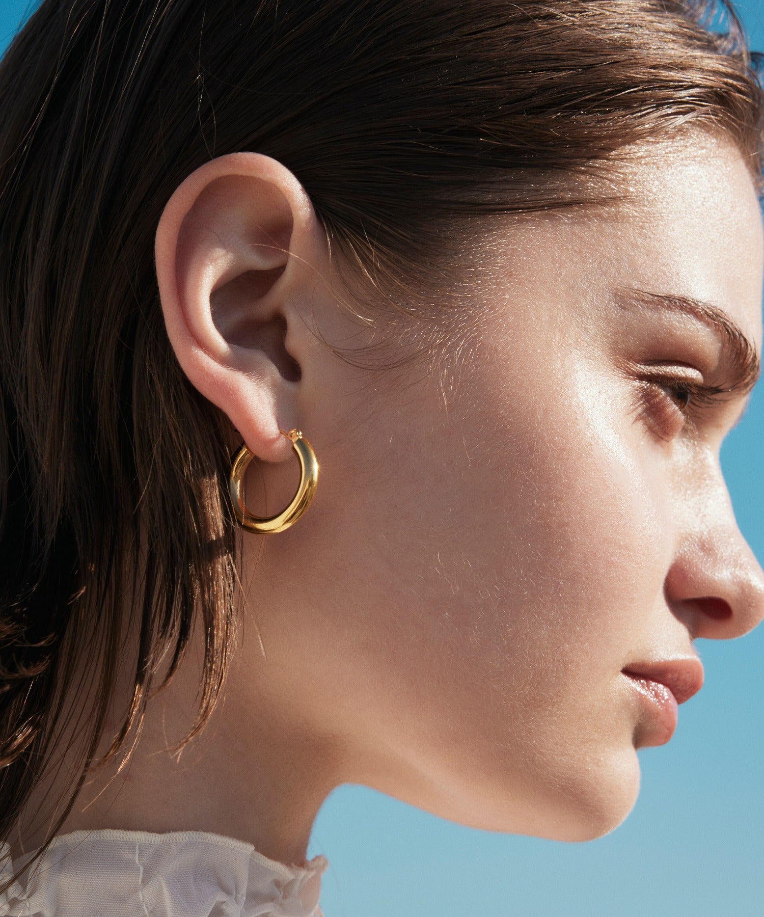 ゴールド]ボリュームフープピアス