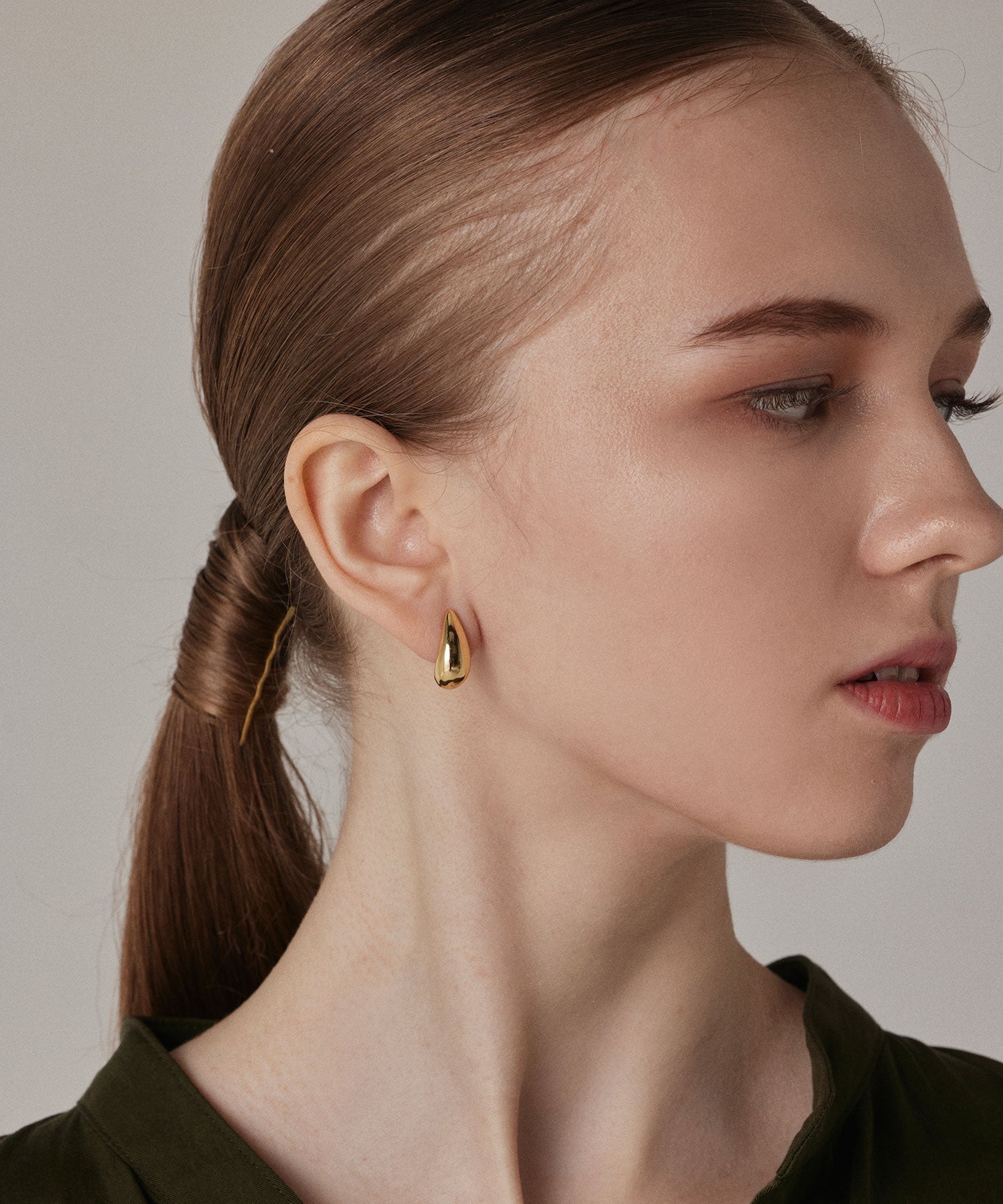 ゴールド]ドロップフープイヤリング