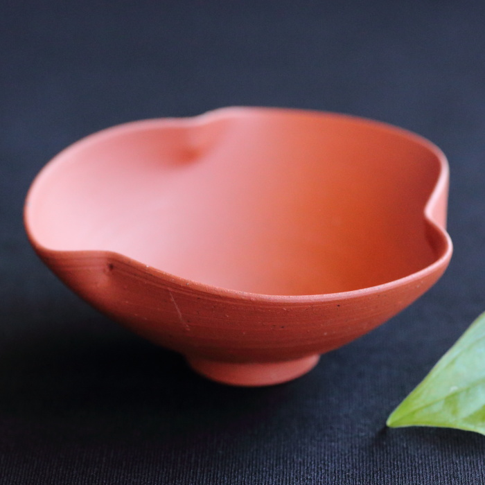 山田想 朱泥輪花ぐい吞み 盃 酒器 常滑焼 桐箱