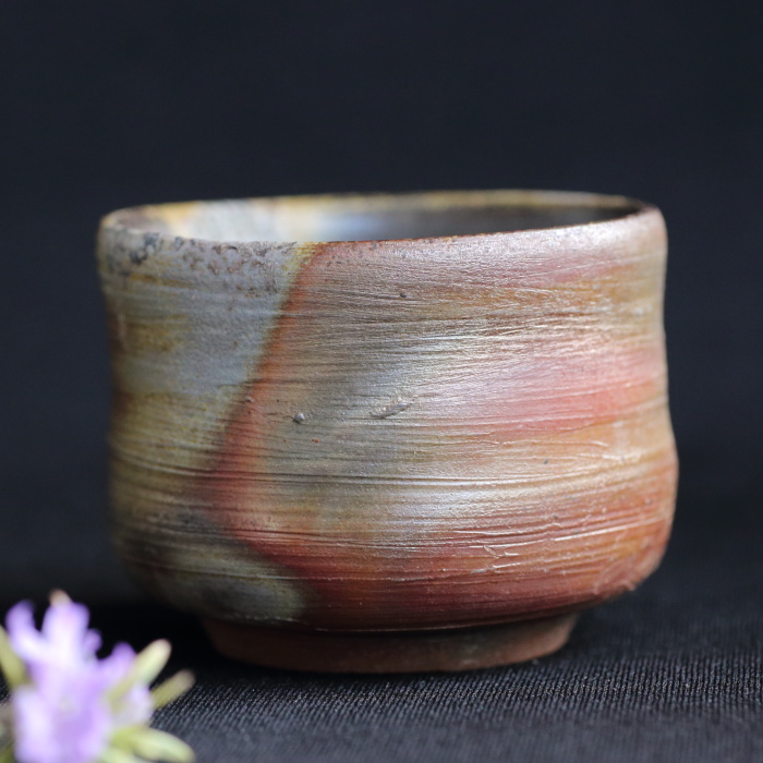 大森輝彦 ぐい吞み 備前焼酒器 登窯焼成酒盃 酒呑 桐箱 仁堂窯