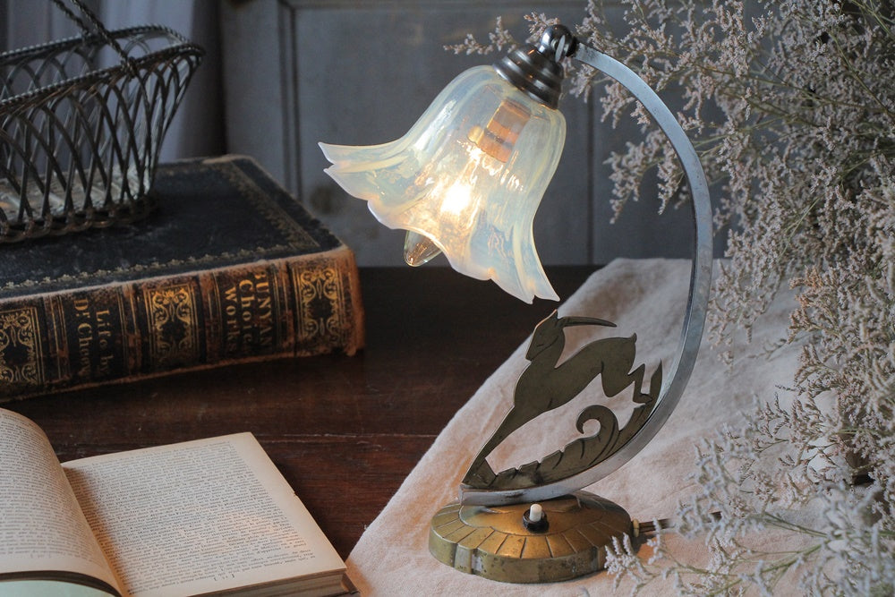 オパリンシェード付きスタンドライト（高さ29cm） フランス