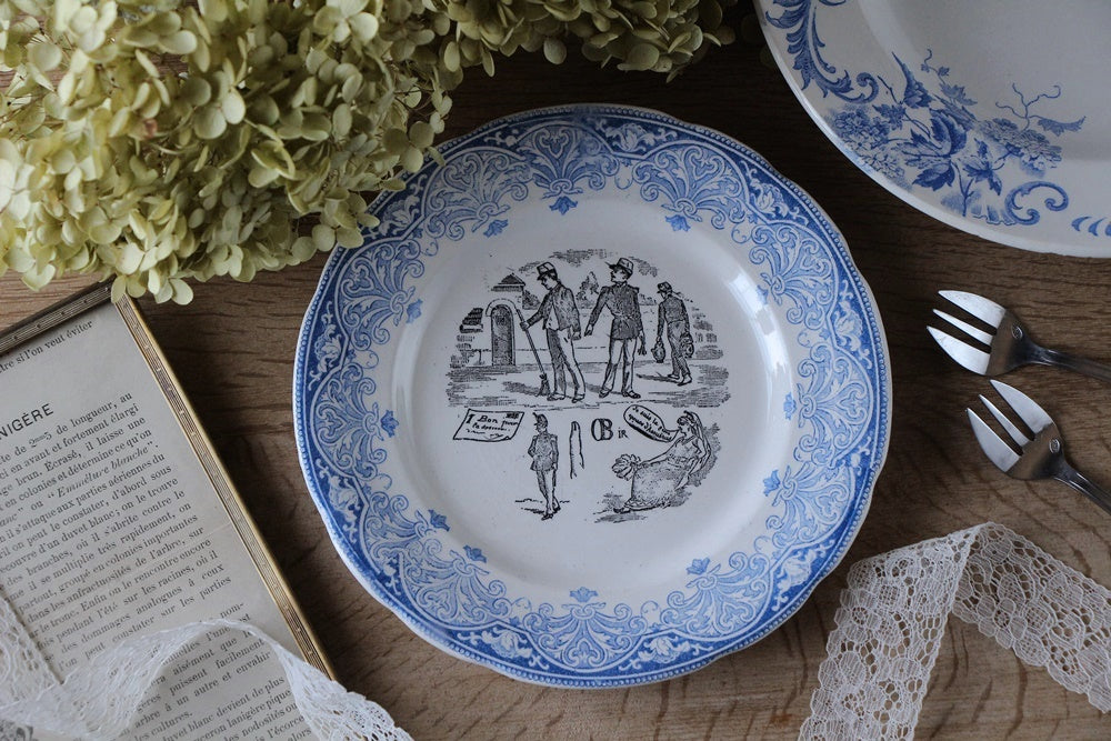 クレイユモントロー窯1876-1884年グリザイユ（直径19cm） フランス