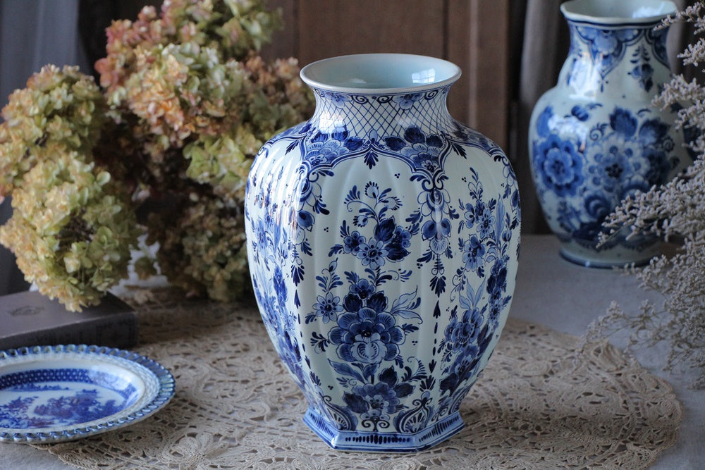デルフト焼きのフラワーポット（高さ30cm） オランダアンティーク陶器