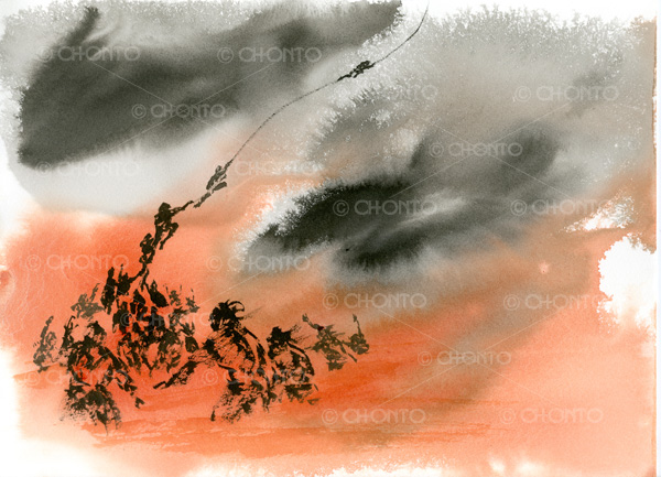 水墨画イラストレーター渡邊ちょんとwow!CHONTO illustration