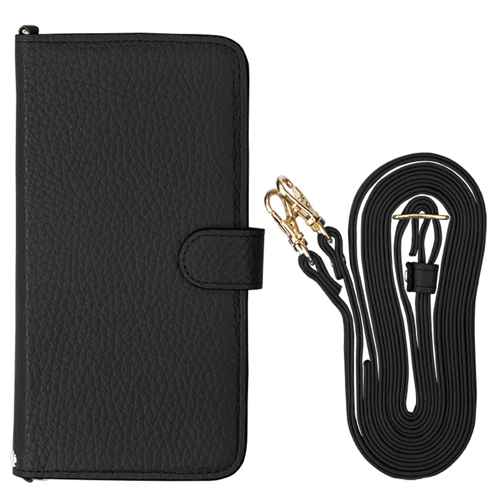 本革 32色 イタリアンシュリンクレザー ショルダーストラップ付 手帳型