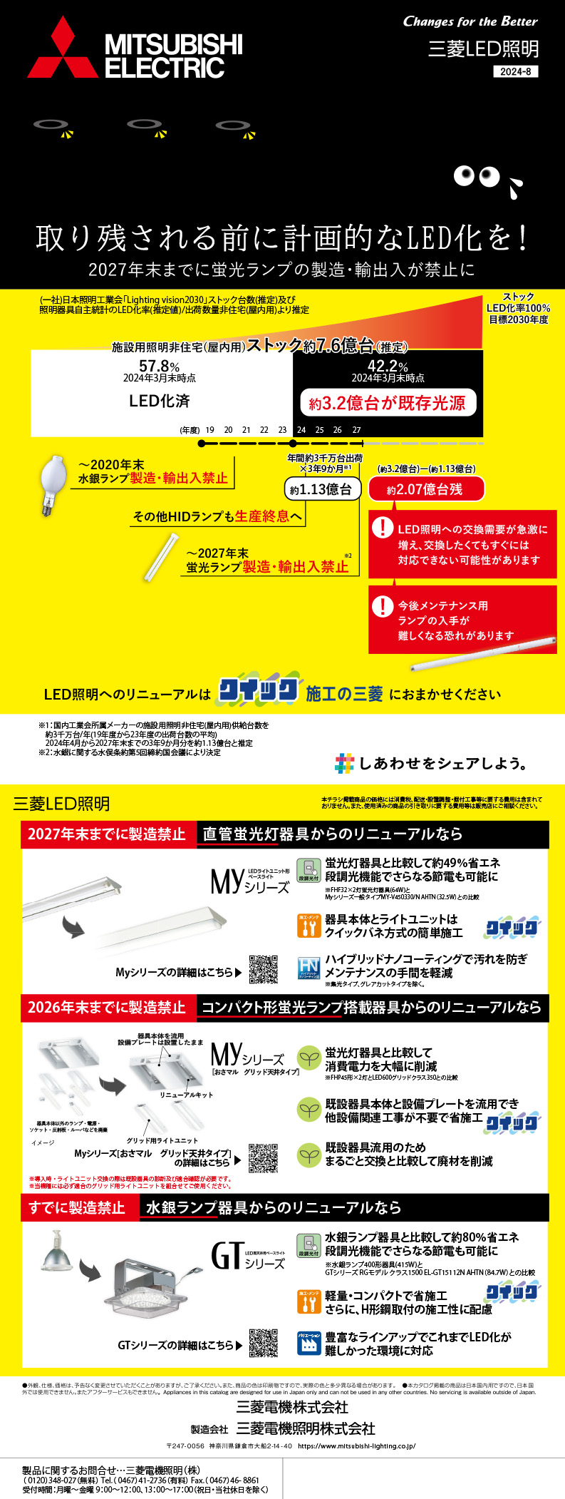 一般照明用蛍光灯生産中止【三菱電機からのお知らせ】 – 株式会社デンザイ