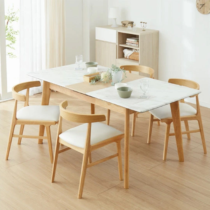 ダイニングセット 伸縮 幅135~幅165 4人掛け 5点セット 大理石調