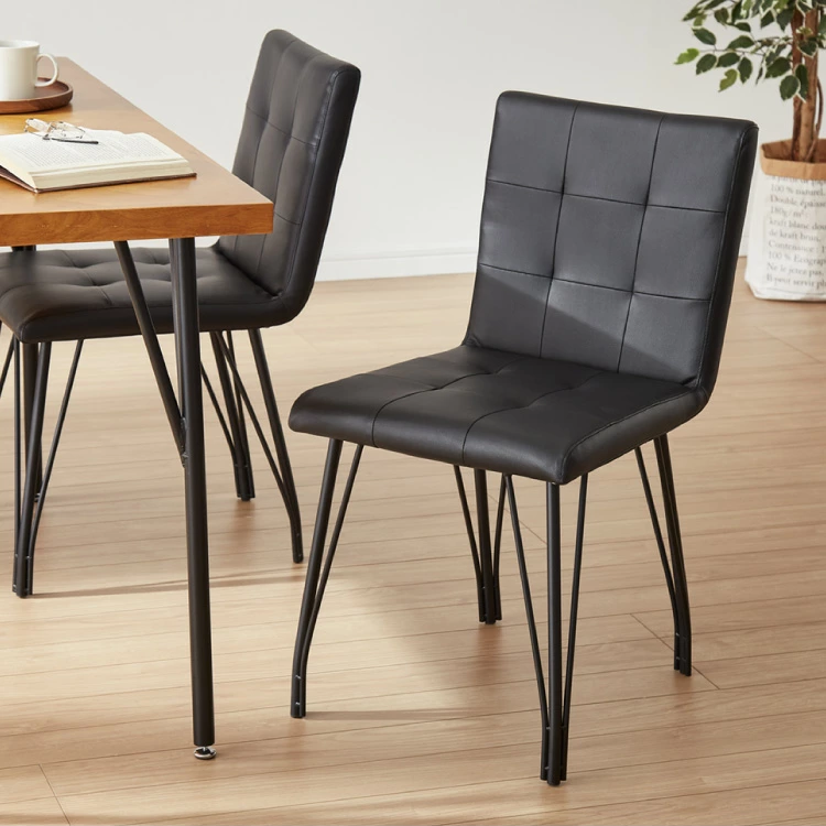 ダイニングチェア 2脚セット ダイニング チェア スチール脚 黒 茶