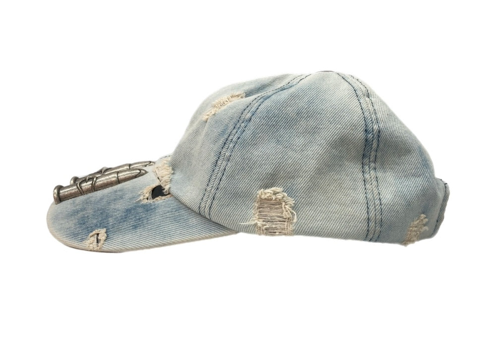 サグクラブ THUG CLUB TC LIFE CAP キャップ デニム ダメージ加工 銃弾