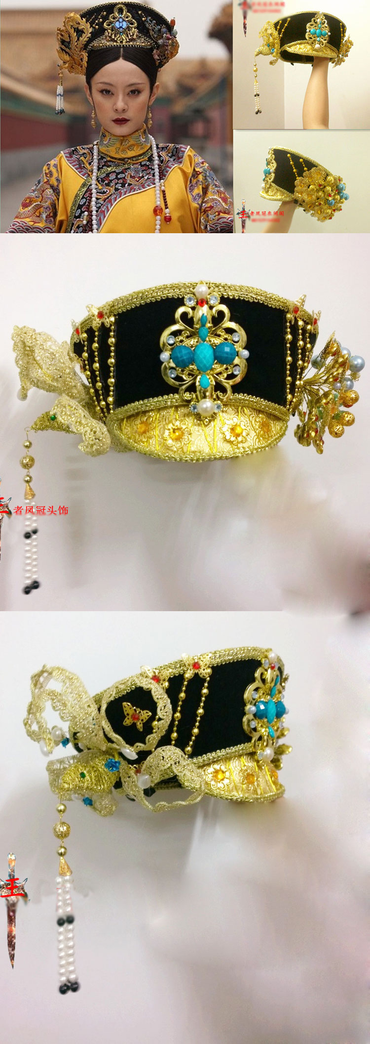 漢服華服古装用ー飾り物】 宮廷の諍い女 髪飾り 帽子冠 清_帽子_衣装