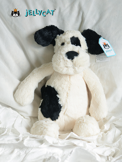 Mサイズ /31cm 】Jellycat Bashful Black&Cream Puppy M 白黒 犬 犬の