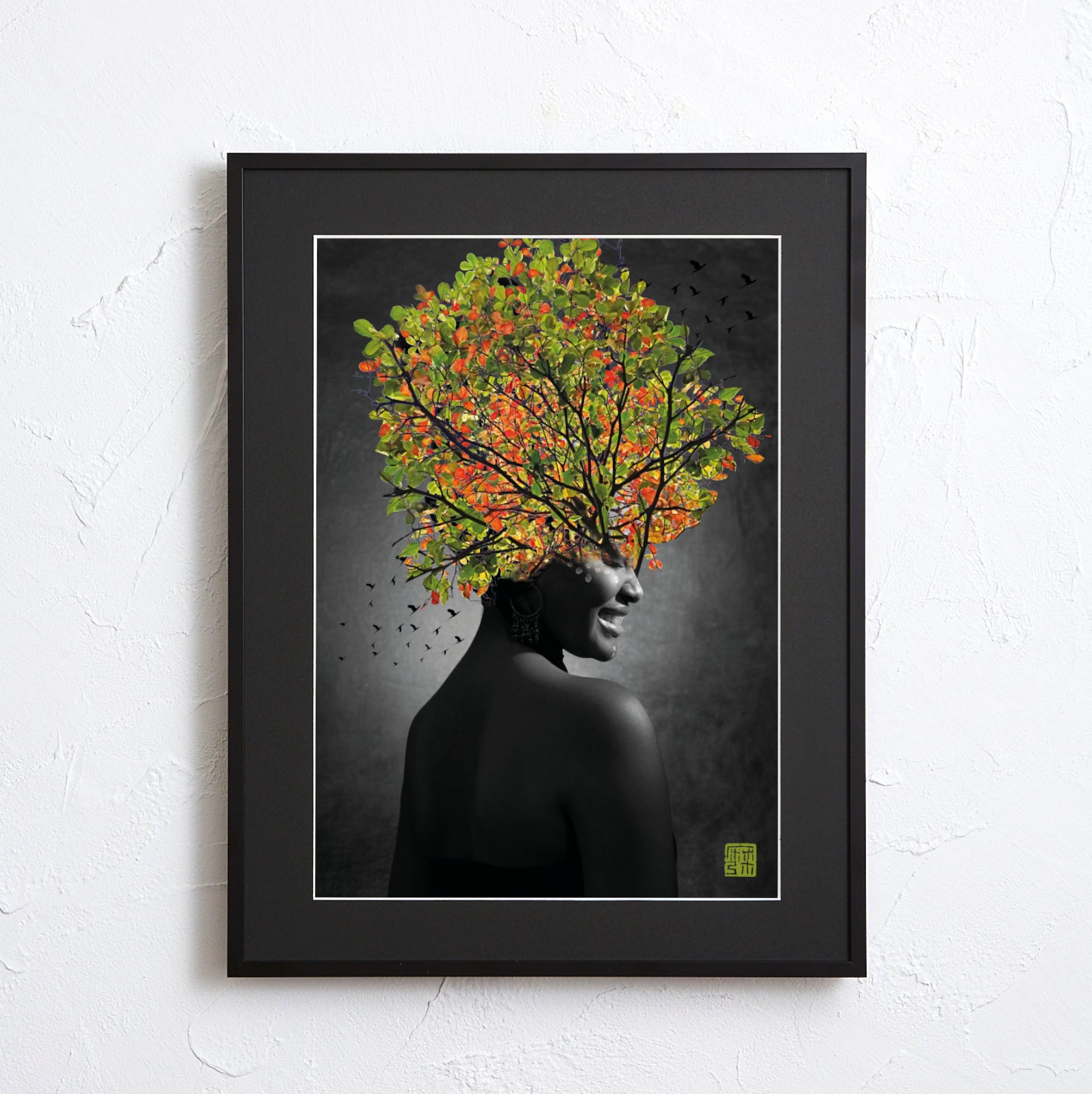 美しい木々の自然と女性が融合する幻想的なコラージュアート『woman