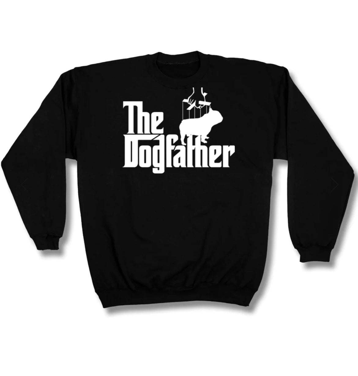 DogFather Black Crewneck (Puppet White Print) – Flatfacebullyz&Co