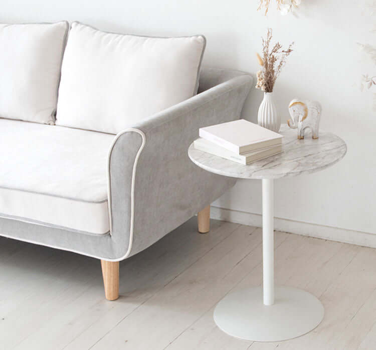 サイドテーブル おしゃれ 丸 韓国 大理石 マーブル - flatoo