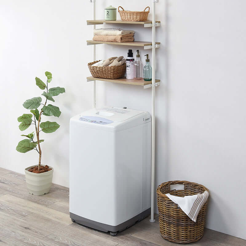 ランドリーラック 突っ張り おしゃれ 洗濯機 白 幅70cm 奥行25cm