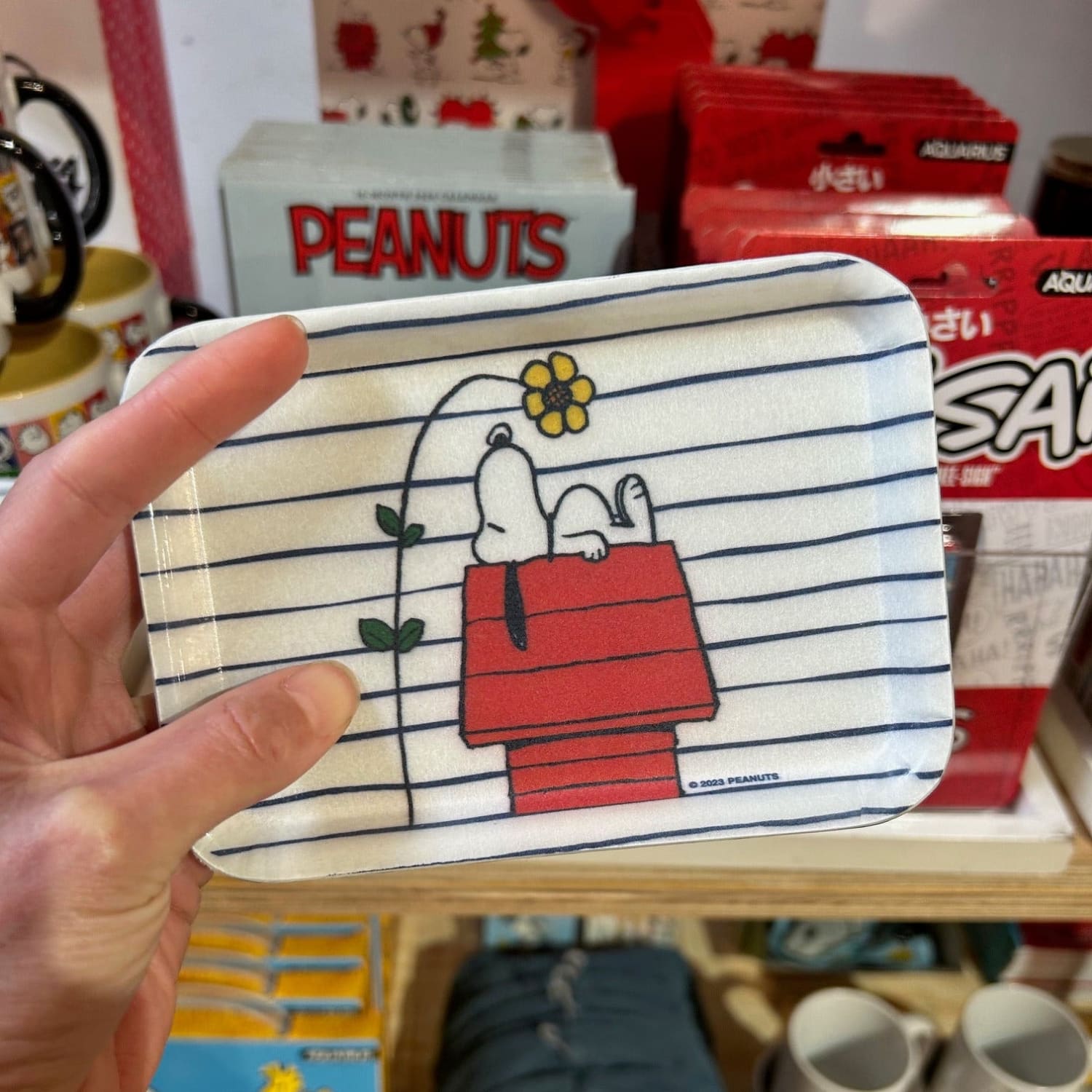 Snoopy Doghouse Flower Vintage Style Tray - Ceramic Peanuts