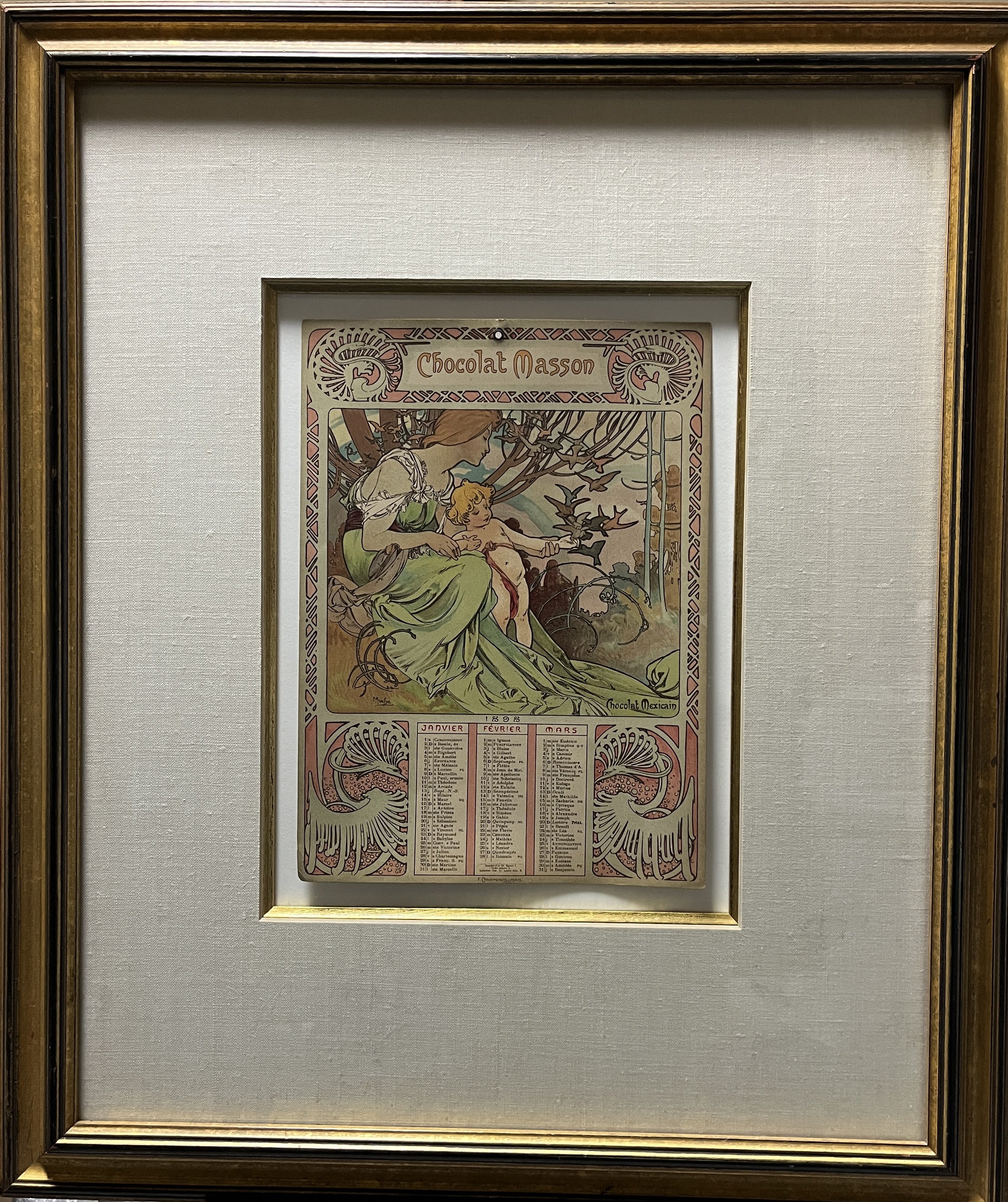 アルフォンス・ミュシャ「ショコラ・マッソンのカレンダー 幼年期