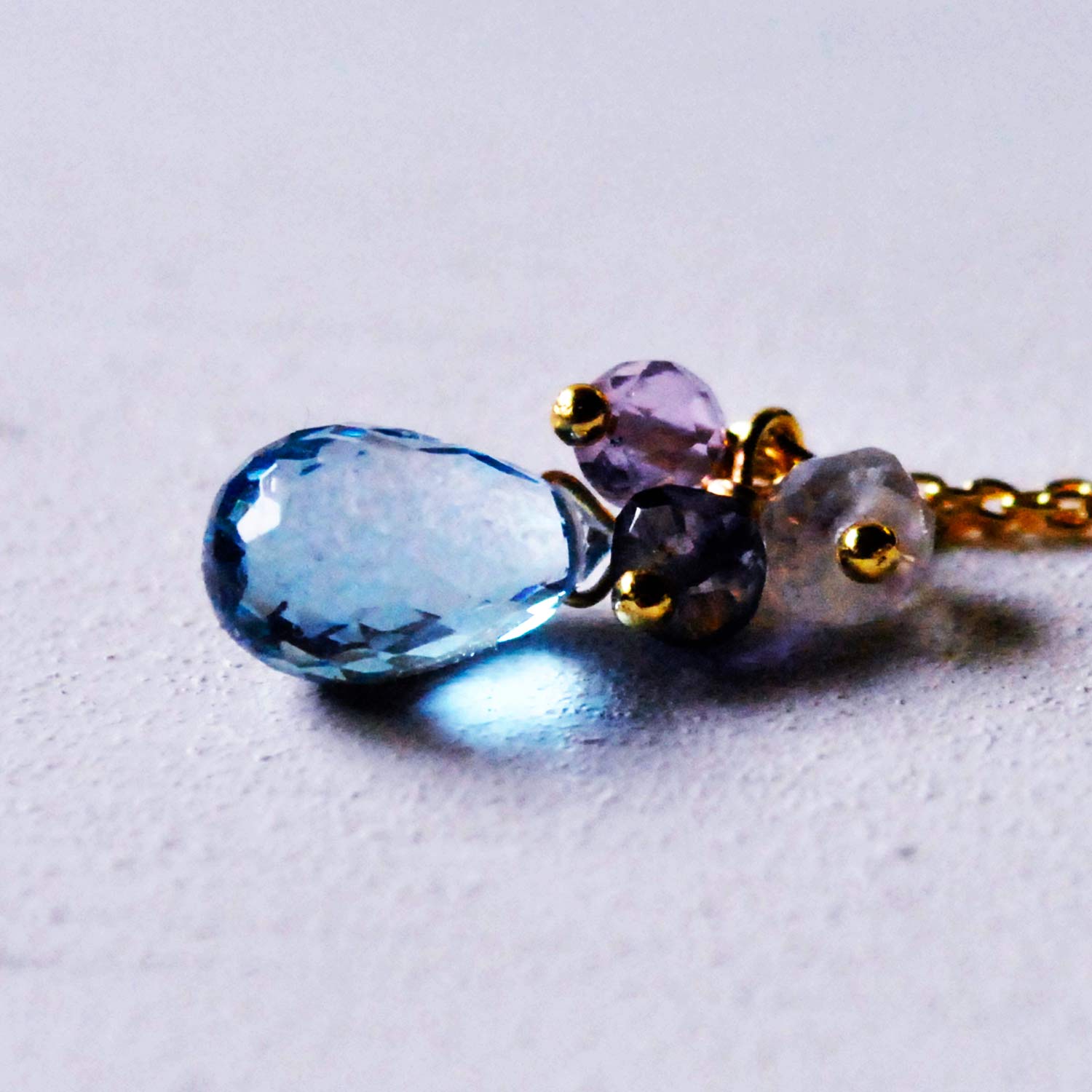 K18ロンドンブルートパーズドロップネックレス【11月の誕生石