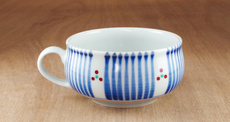 砥部焼 梅山窯 スープカップ（十草三つ文）【和食器通販e-tobeyaki.com】